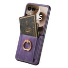 For Motorola Razr 60 Ultra Retro Skin-feel Ring Card Bag Phone Case(Purple) - 3