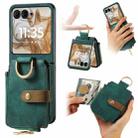 For Motorola Razr 50 Retro Ring Vertical Zipper Wallet Phone Case(Green) - 1