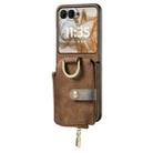 For Motorola Razr 50 Retro Ring Vertical Zipper Wallet Phone Case(Brown) - 2