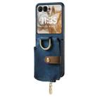 For Motorola Razr 50 Retro Ring Vertical Zipper Wallet Phone Case(Blue) - 2
