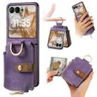 For Motorola Razr 50 Retro Ring Vertical Zipper Wallet Phone Case(Purple) - 1