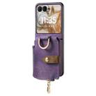 For Motorola Razr 50 Retro Ring Vertical Zipper Wallet Phone Case(Purple) - 2