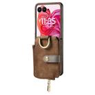 For Motorola Razr 60 Retro Ring Vertical Zipper Wallet Phone Case(Brown) - 2