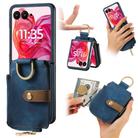 For Motorola Razr 60 Retro Ring Vertical Zipper Wallet Phone Case(Blue) - 1