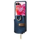 For Motorola Razr 60 Retro Ring Vertical Zipper Wallet Phone Case(Blue) - 2