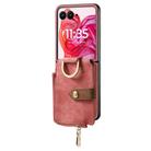 For Motorola Razr 60 Retro Ring Vertical Zipper Wallet Phone Case(Pink) - 2