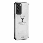 For OPPO Reno12 Pro Global Deer Head Cloth Skin All-inclusive Phone Case(White) - 1