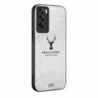 For OPPO Reno12 Global Deer Head Cloth Skin All-inclusive Phone Case(White) - 1
