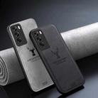 For OPPO Reno12 Global Deer Head Cloth Skin All-inclusive Phone Case(White) - 2
