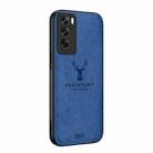 For OPPO Reno12 Global Deer Head Cloth Skin All-inclusive Phone Case(Blue) - 1