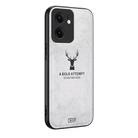 For OPPO Reno13 F Deer Head Cloth Skin All-inclusive Phone Case(White) - 1