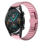 For Huawei Watch GT2 46mm 22mm One Bead Paint Butterfly Buckle Alloy Watch Band(Pink) - 1