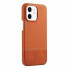 For iPhone 12 Stitching Cloth PU Shockproof Phone Case(Brown) - 1