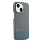 For iPhone 13 Stitching Cloth PU Shockproof Phone Case(Blue) - 1