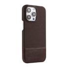 For iPhone 13 Pro Stitching Cloth PU Shockproof Phone Case(Dark Brown) - 1