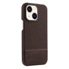 For iPhone 14 Stitching Cloth PU Shockproof Phone Case(Dark Brown) - 1