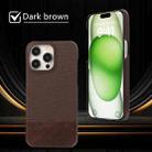 For iPhone 14 Stitching Cloth PU Shockproof Phone Case(Dark Brown) - 2