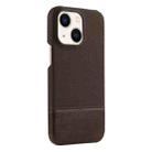 For iPhone 14 Plus Stitching Cloth PU Shockproof Phone Case(Dark Brown) - 1