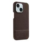 For iPhone 15 Stitching Cloth PU Shockproof Phone Case(Dark Brown) - 1