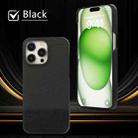 For iPhone 15 Stitching Cloth PU Shockproof Phone Case(Black) - 2