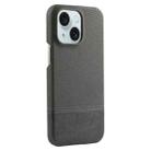 For iPhone 15 Stitching Cloth PU Shockproof Phone Case(Grey) - 1