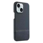 For iPhone 15 Stitching Cloth PU Shockproof Phone Case(Dark Blue) - 1