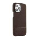 For iPhone 15 Pro Stitching Cloth PU Shockproof Phone Case(Dark Brown) - 1