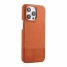 For iPhone 15 Pro Stitching Cloth PU Shockproof Phone Case(Brown) - 1