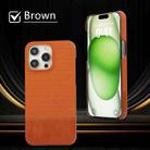 For iPhone 15 Pro Stitching Cloth PU Shockproof Phone Case(Brown) - 2