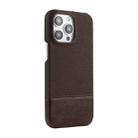 For iPhone 16 Pro Stitching Cloth PU Shockproof Phone Case(Dark Brown) - 1