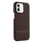 For iPhone 16 Plus Stitching Cloth PU Shockproof Phone Case(Dark Brown) - 1