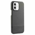 For iPhone 16 Plus Stitching Cloth PU Shockproof Phone Case(Grey) - 1