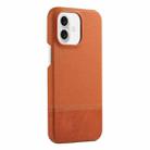 For iPhone 16 Plus Stitching Cloth PU Shockproof Phone Case(Brown) - 1