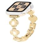 For Apple Watch SE 2023 44mm Four Leaf Clover Quick-Release Metal Chain Watch Band(Gold) - 1