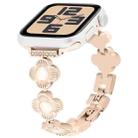 For Apple Watch SE 2023 44mm Four Leaf Clover Quick-Release Metal Chain Watch Band(Rose Gold) - 1