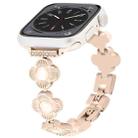 For Apple Watch Series 8 45mm Four Leaf Clover Quick-Release Metal Chain Watch Band(Rose Gold) - 1