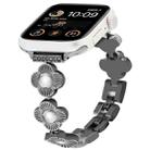 For Apple Watch SE 2022 44mm Four Leaf Clover Quick-Release Metal Chain Watch Band(Black) - 1