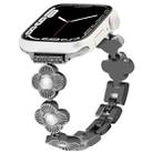 For Apple Watch Series 7 45mm Four Leaf Clover Quick-Release Metal Chain Watch Band(Black) - 1