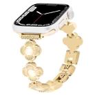 For Apple Watch Series 7 45mm Four Leaf Clover Quick-Release Metal Chain Watch Band(Gold) - 1