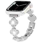 For Apple Watch Series 7 45mm Four Leaf Clover Quick-Release Metal Chain Watch Band(Silver) - 1