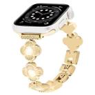 For Apple Watch Series 6 44mm Four Leaf Clover Quick-Release Metal Chain Watch Band(Gold) - 1