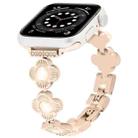 For Apple Watch Series 6 44mm Four Leaf Clover Quick-Release Metal Chain Watch Band(Rose Gold) - 1