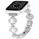 For Apple Watch Series 6 44mm Four Leaf Clover Quick-Release Metal Chain Watch Band(Silver) - 1