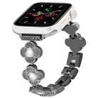 For Apple Watch Series 5 44mm Four Leaf Clover Quick-Release Metal Chain Watch Band(Black) - 1