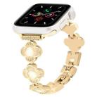 For Apple Watch Series 5 44mm Four Leaf Clover Quick-Release Metal Chain Watch Band(Gold) - 1