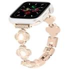 For Apple Watch Series 5 44mm Four Leaf Clover Quick-Release Metal Chain Watch Band(Rose Gold) - 1