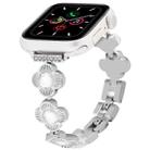 For Apple Watch Series 5 44mm Four Leaf Clover Quick-Release Metal Chain Watch Band(Silver) - 1