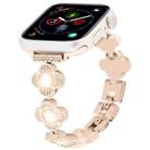 For Apple Watch Series 4 44mm Four Leaf Clover Quick-Release Metal Chain Watch Band(Rose Gold) - 1