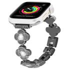 For Apple Watch Series 3 42mm Four Leaf Clover Quick-Release Metal Chain Watch Band(Black) - 1