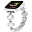 For Apple Watch Series 3 42mm Four Leaf Clover Quick-Release Metal Chain Watch Band(Silver) - 1